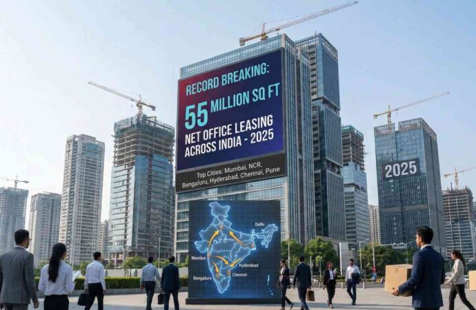 Net Office Leasing Hits Record 55 Million Sq Ft Across India’s Top Cities in 2025